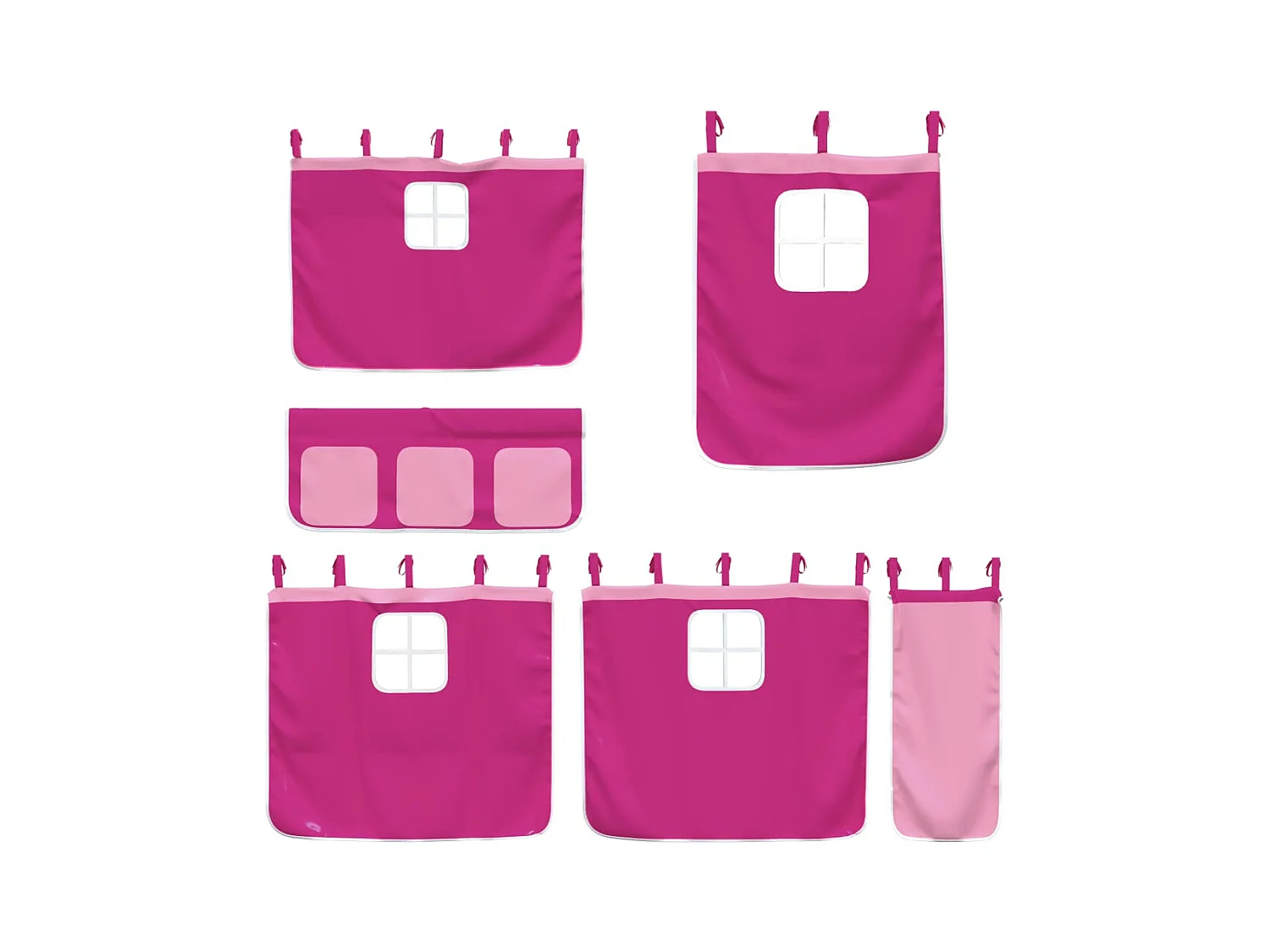 Stapelbed met gordijnen 90x190 cm grenenhout roze