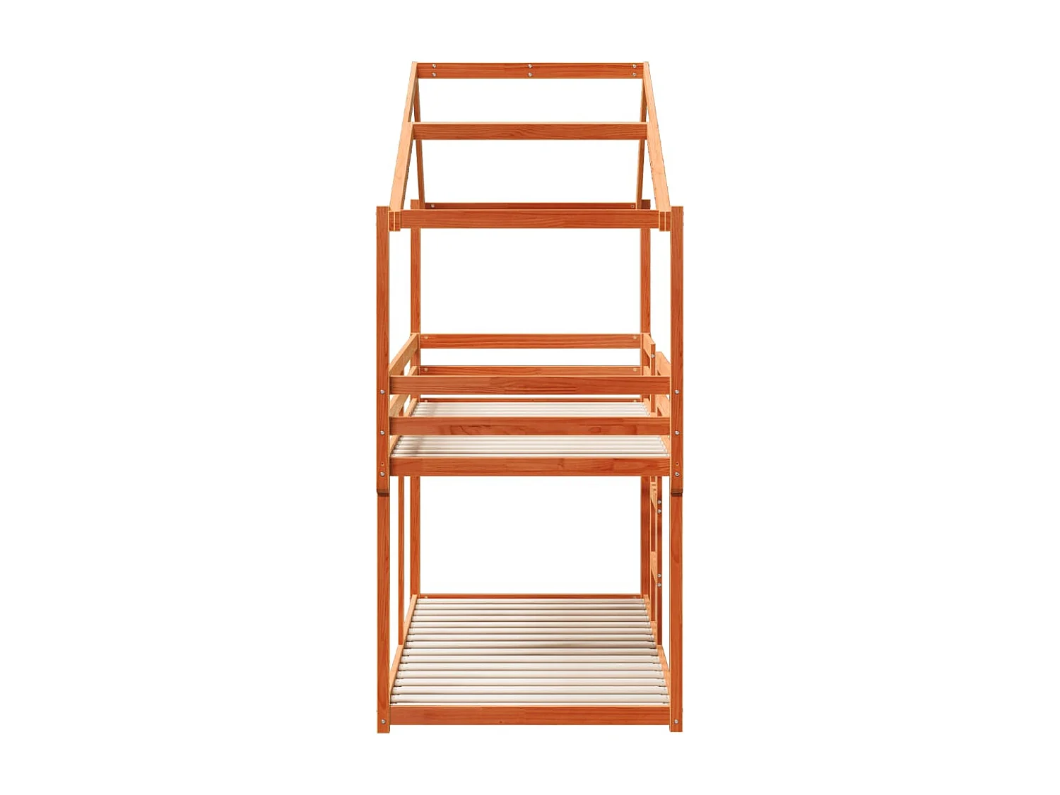 Etagenbett mit Dach Wachsbraun 90x190 cm Massivholz Kiefer