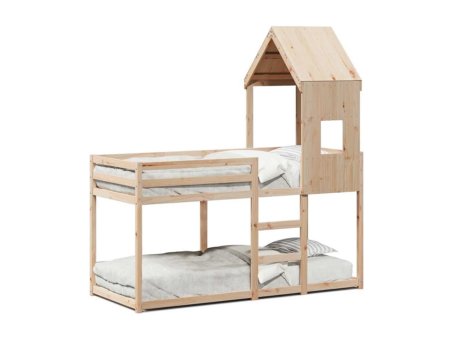 Etagenbett mit Dach 80x200 cm Massivholz Kiefer