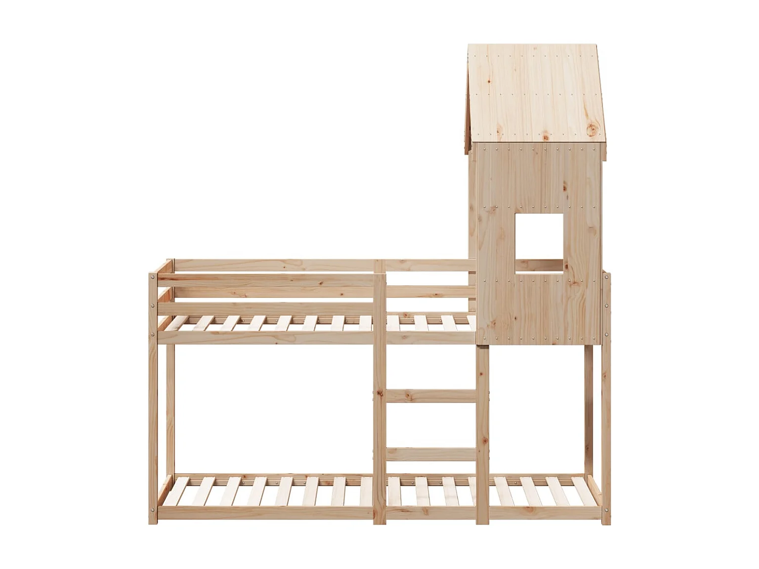 Etagenbett mit Dach 80x200 cm Massivholz Kiefer