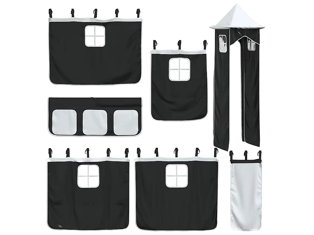 Lit superposé sans matelas avec toboggan blanc noir 80x200 cm