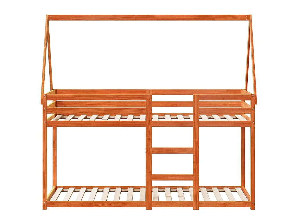 Etagenbett mit Dach Wachsbraun 90x190 cm Massivholz Kiefer