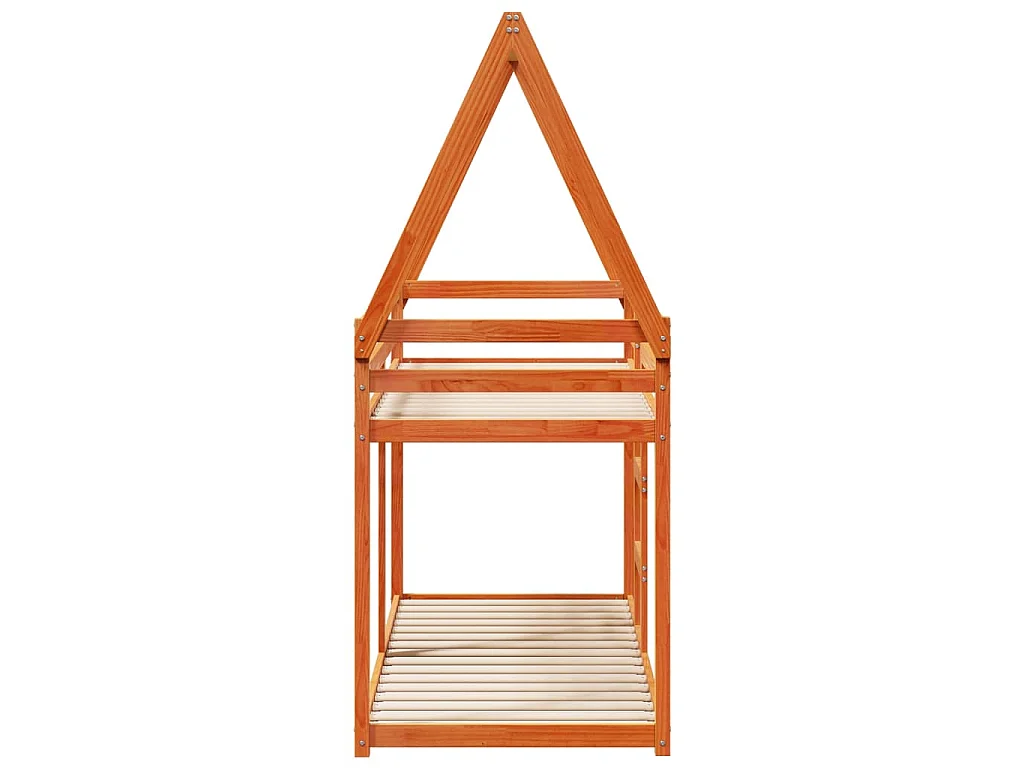 Etagenbett mit Dach Wachsbraun 90x190 cm Massivholz Kiefer