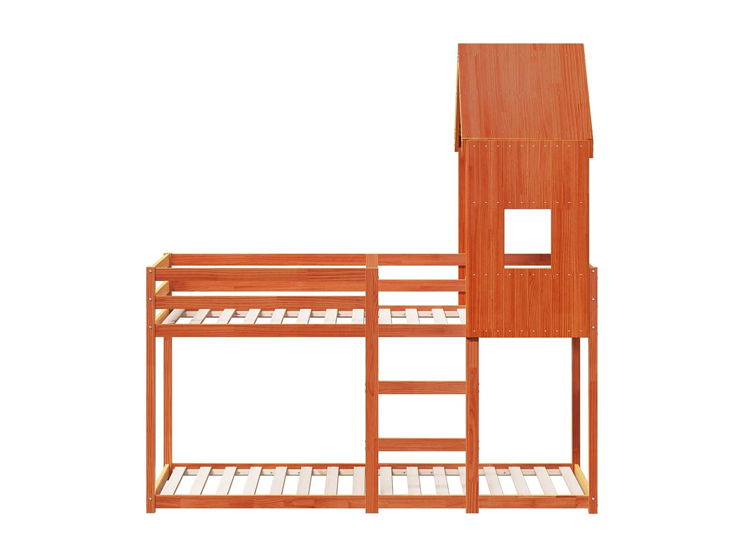 Letto a Castello con Tetto Cera 80x200 cm Legno Massello Pino