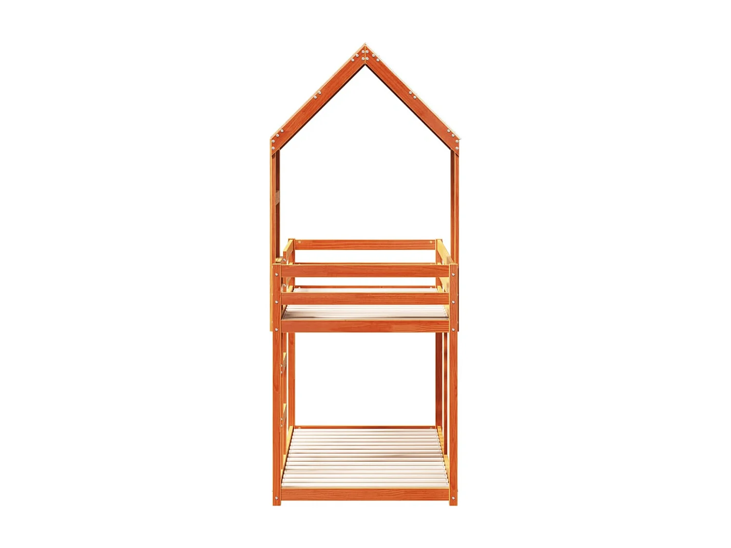 Letto a Castello con Tetto Cera 80x200 cm Legno Massello Pino