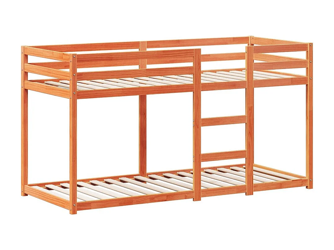 Letto a Castello con Tetto Cera 80x200 cm Legno Massello Pino