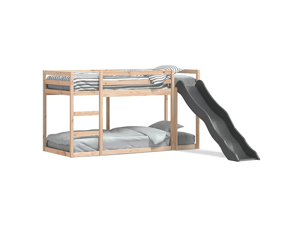 Letto a Castello Scivolo e Scala 80x200 cm Legno Massello Pino