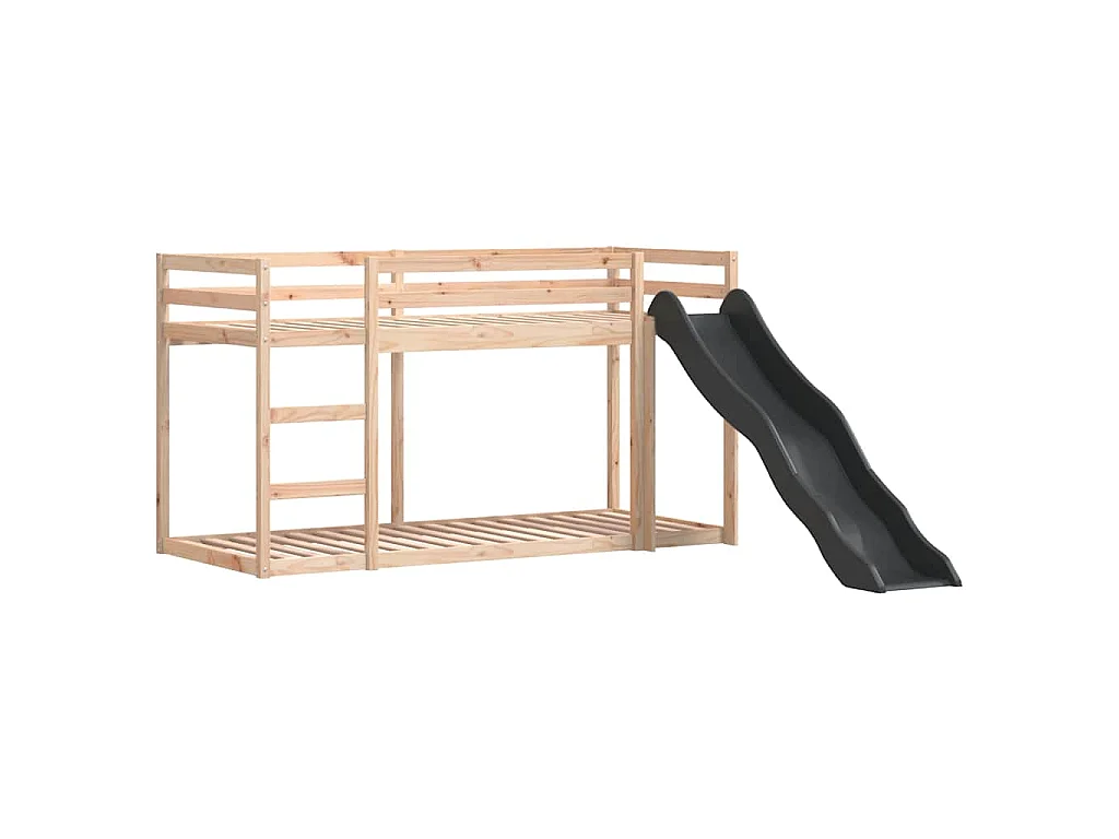 Letto a Castello Scivolo e Scala 80x200 cm Legno Massello Pino
