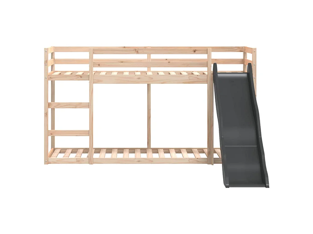 Letto a Castello Scivolo e Scala 80x200 cm Legno Massello Pino