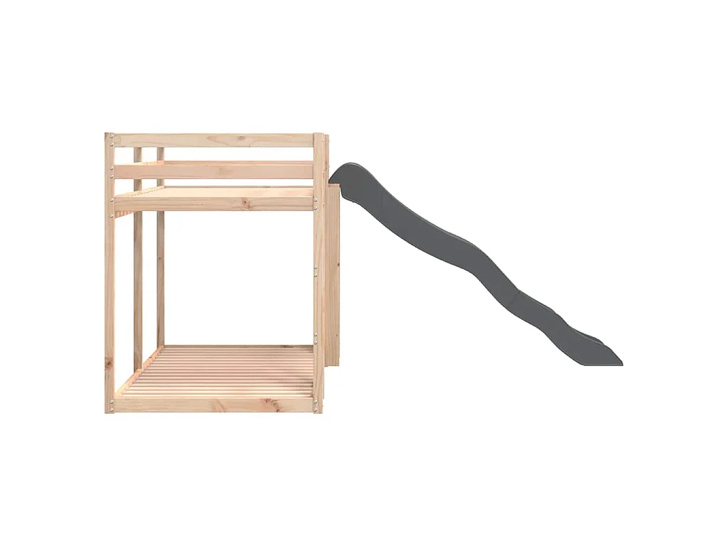 Letto a Castello Scivolo e Scala 80x200 cm Legno Massello Pino