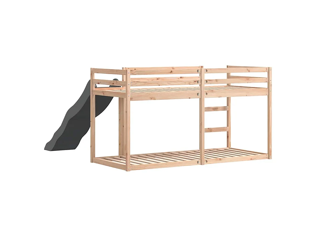Letto a Castello Scivolo e Scala 80x200 cm Legno Massello Pino