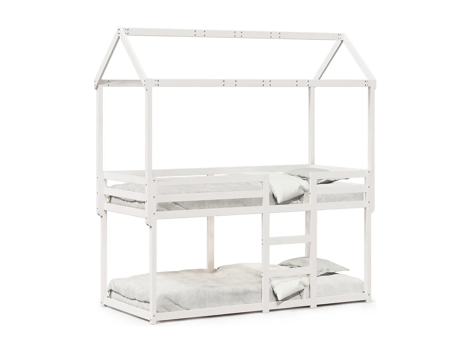Lit superposé sans matelas blanc 90x200 cm bois de pin massif