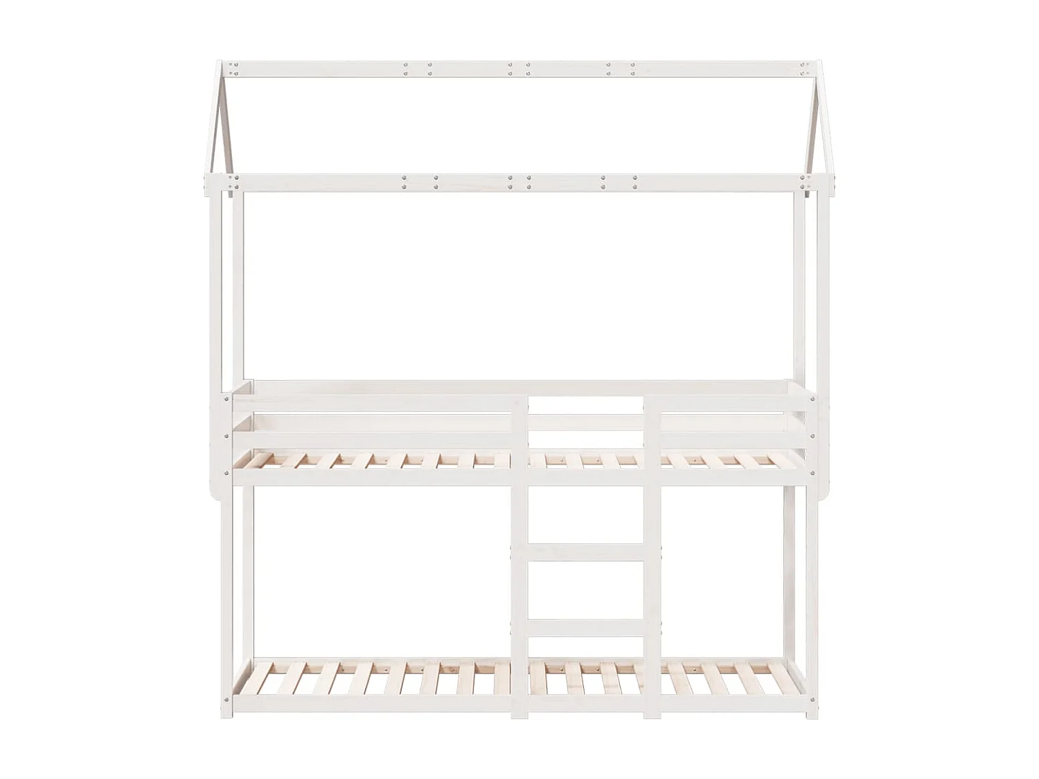 Letto a Castello con Tetto Bianco 90x200 cm in Legno di Pino