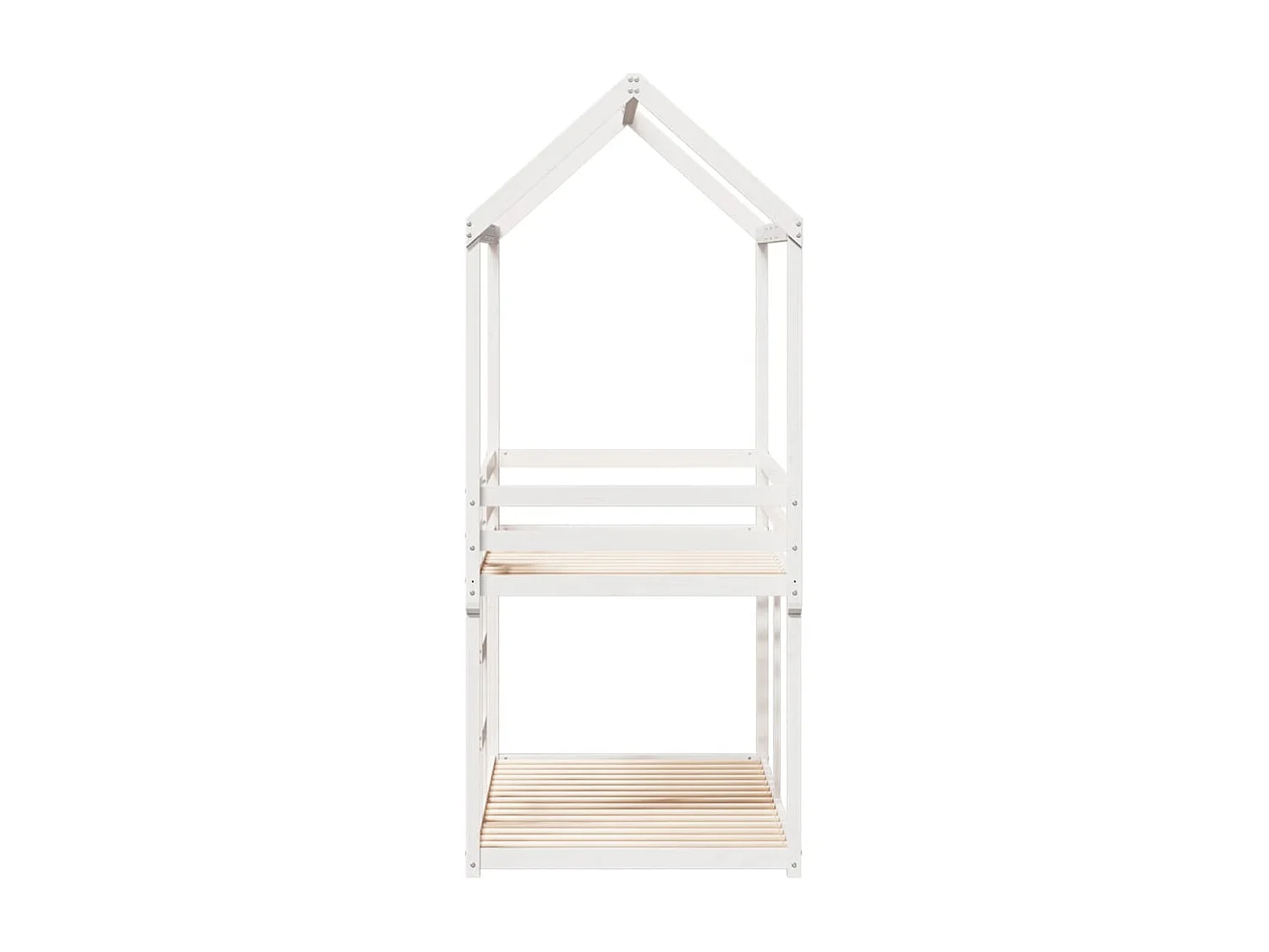 Letto a Castello con Tetto Bianco 90x200 cm in Legno di Pino