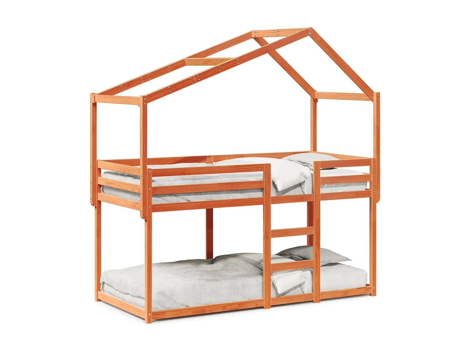 Etagenbett mit Dach Wachsbraun 90x200 cm Massivholz Kiefer