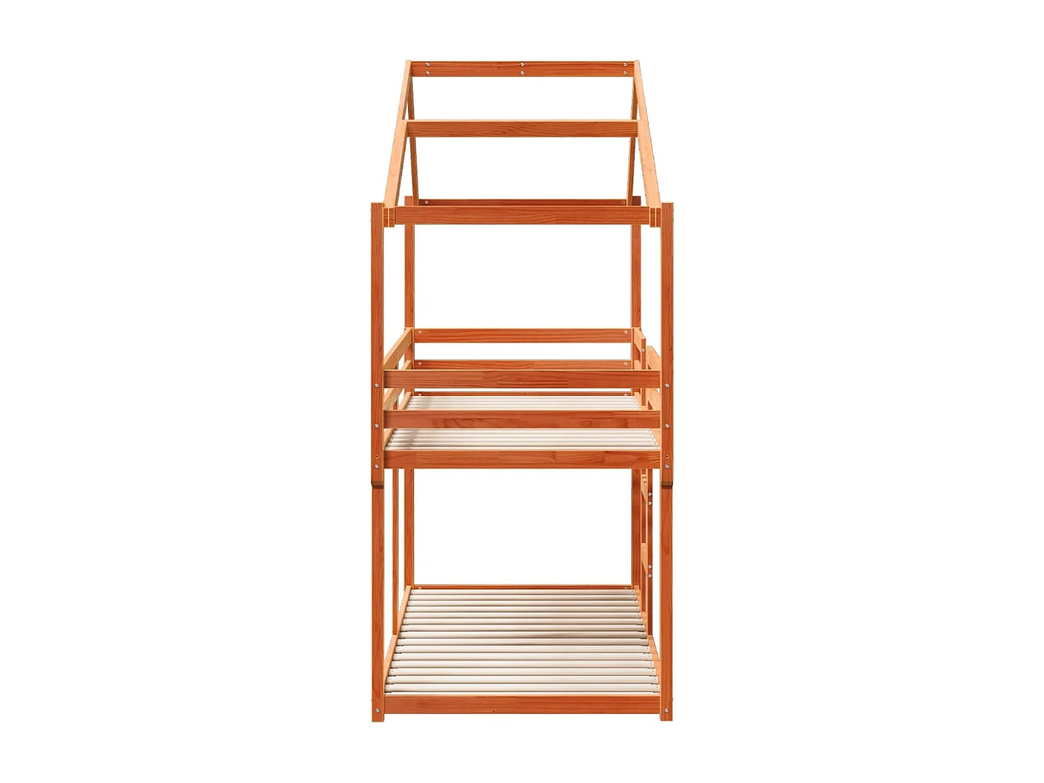 Etagenbett mit Dach Wachsbraun 90x200 cm Massivholz Kiefer