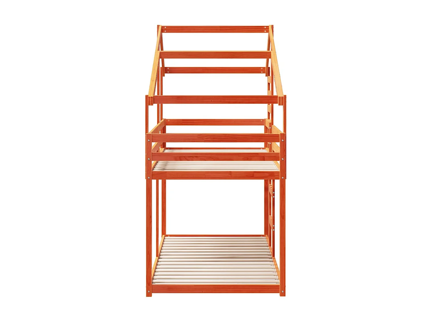 Etagenbett mit Dach Wachsbraun 90x200 cm Massivholz Kiefer