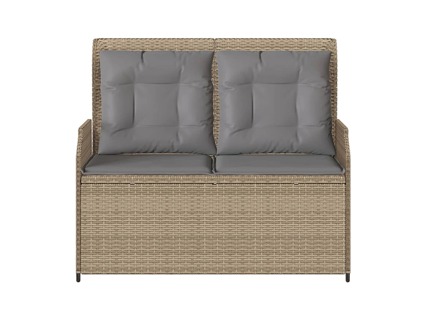 Banc inclinable de jardin avec coussins beige résine tressée
