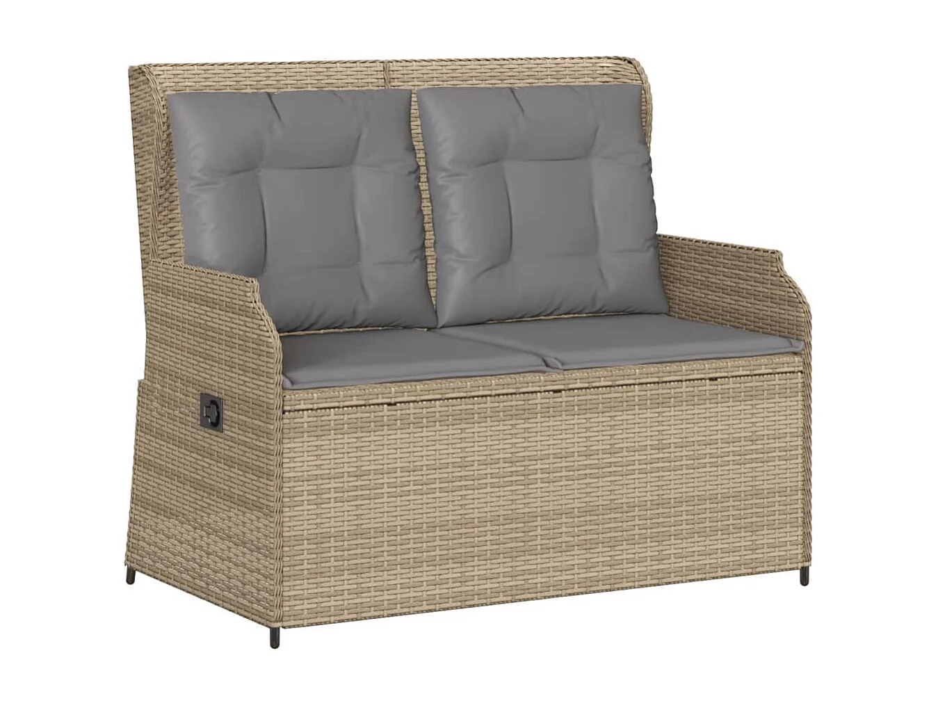 Banc inclinable de jardin avec coussins beige résine tressée