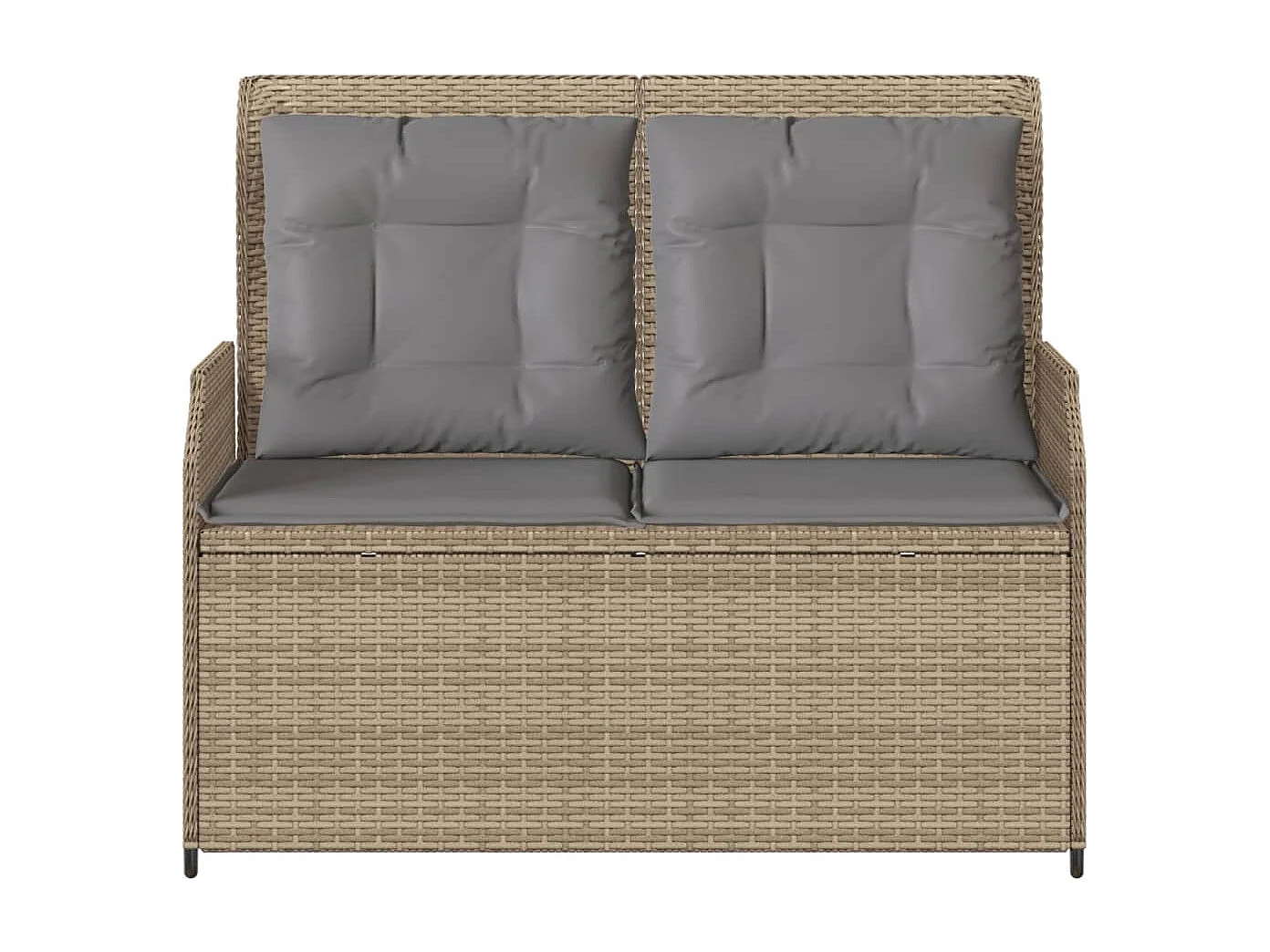 Banc inclinable de jardin avec coussins beige résine tressée