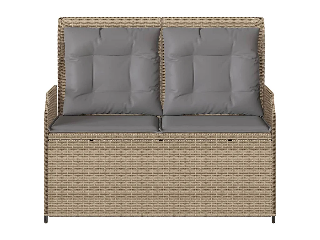 Panca Reclinabile da Giardino con Cuscini Beige in Polyrattan