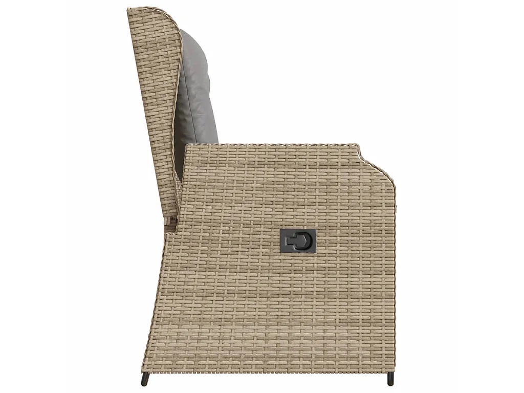 Panca Reclinabile da Giardino con Cuscini Beige in Polyrattan