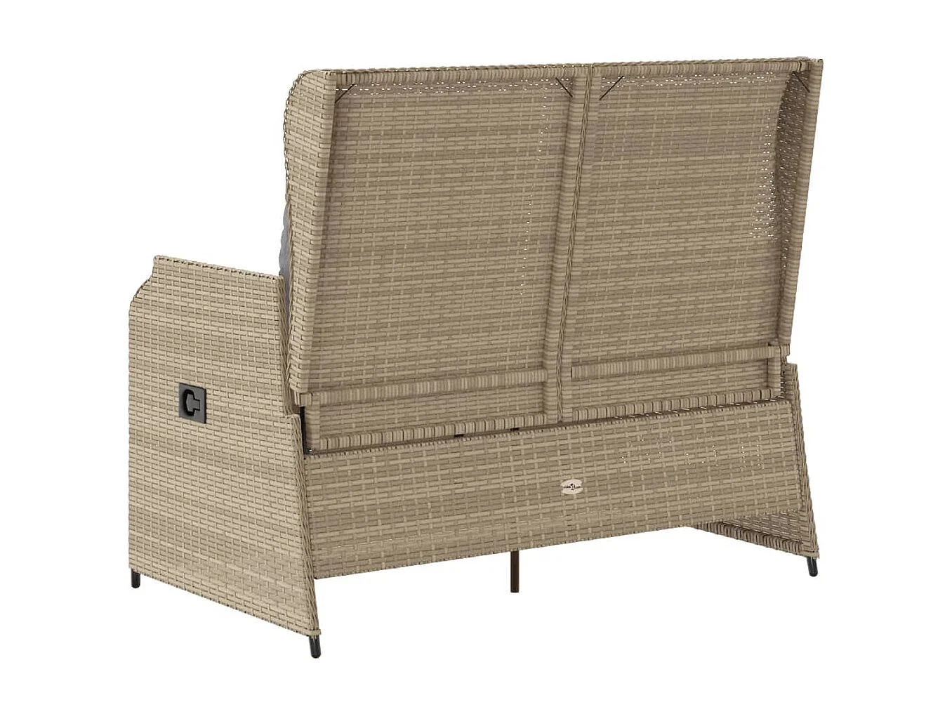Panca Reclinabile da Giardino con Cuscini Beige in Polyrattan