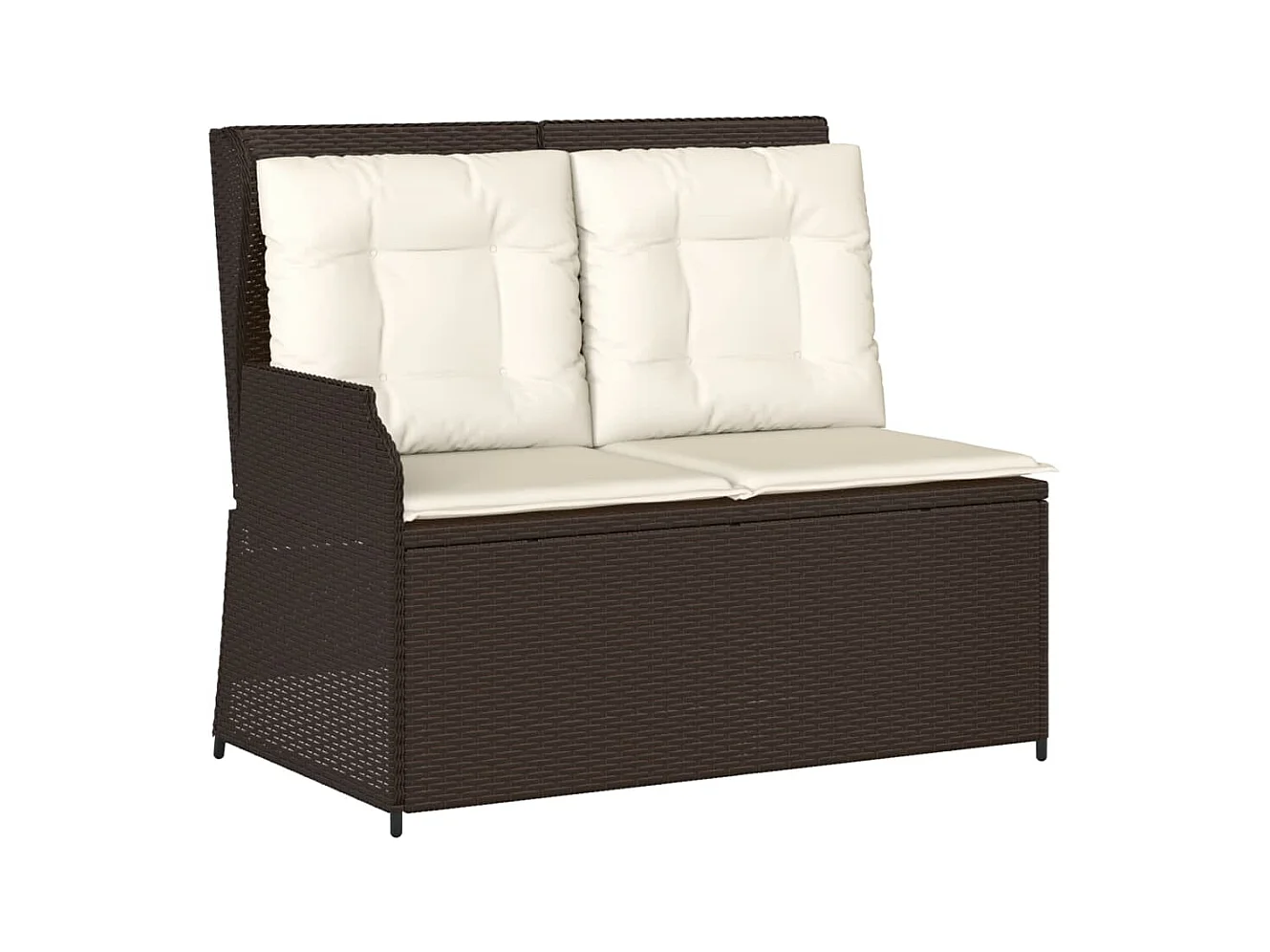 Banc inclinable de jardin avec coussins marron résine tressée