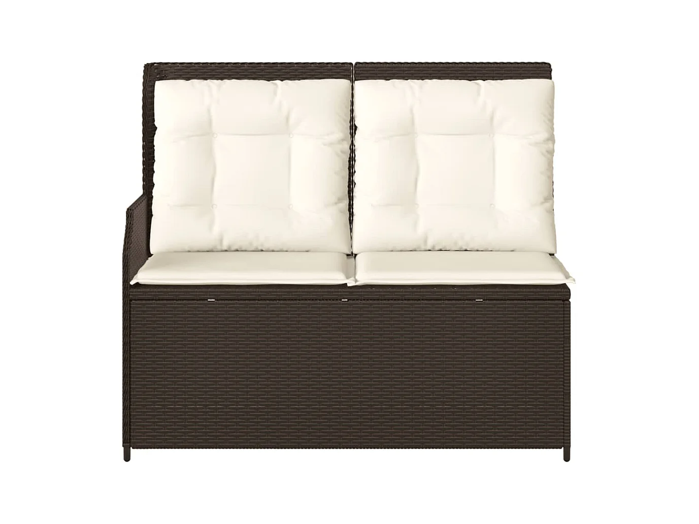 Banc inclinable de jardin avec coussins marron résine tressée