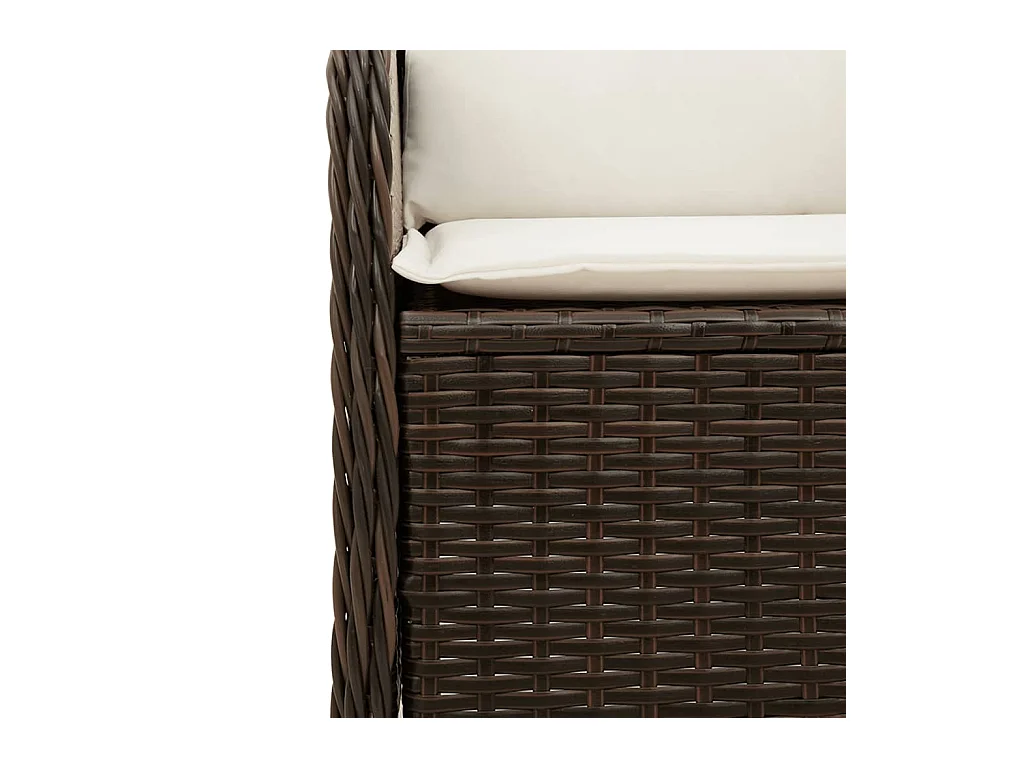 Tuinbankje verstelbaar met kussens poly rattan bruin