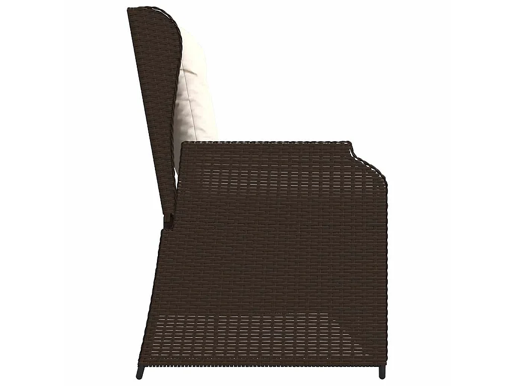 Tuinbankje verstelbaar met kussens poly rattan bruin