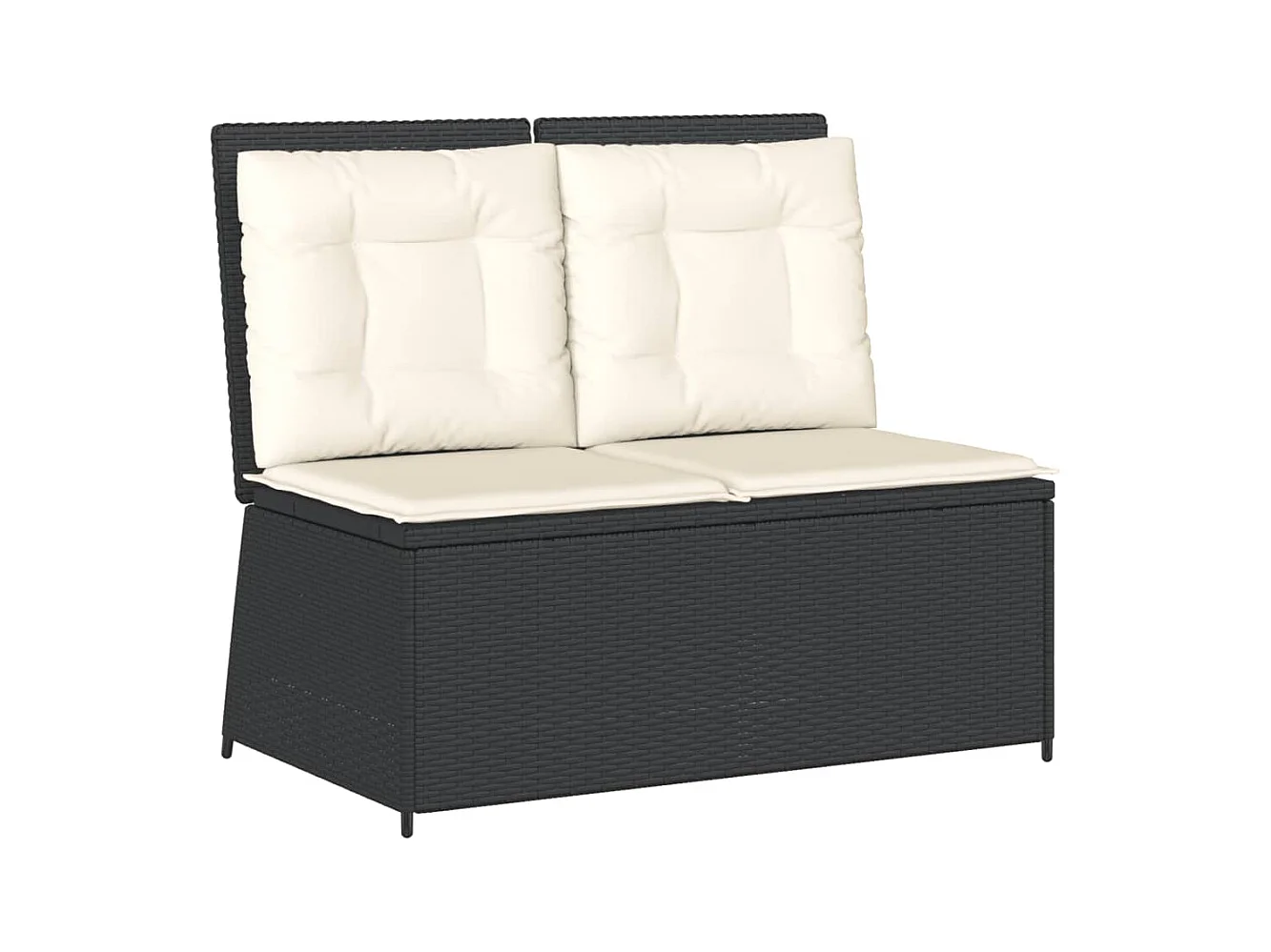 Banc inclinable de jardin avec coussins noir résine tressée