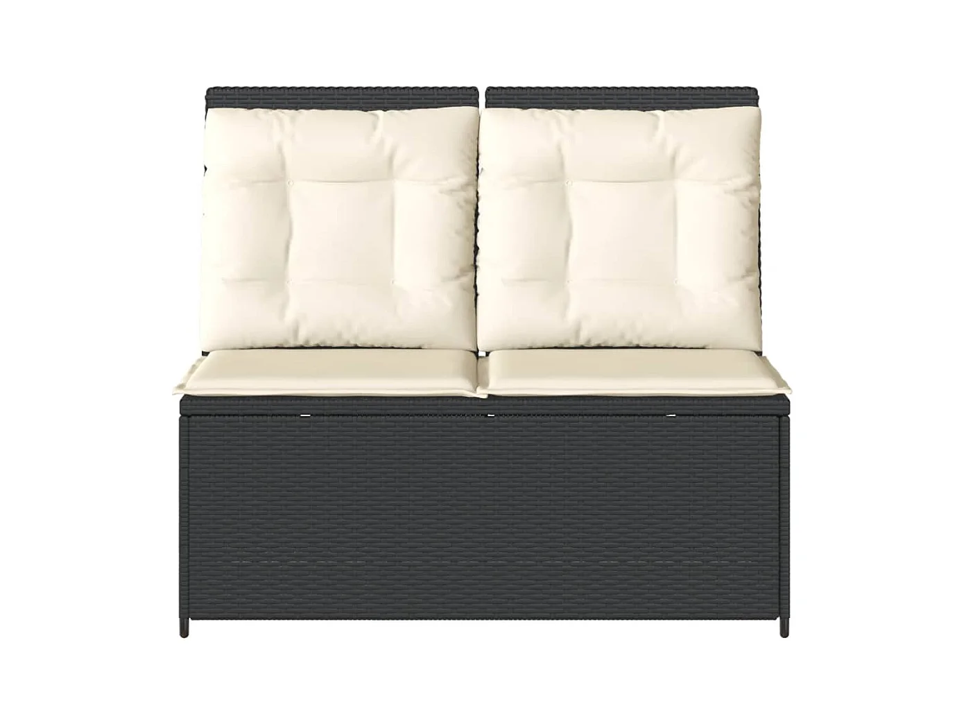 Banc inclinable de jardin avec coussins noir résine tressée