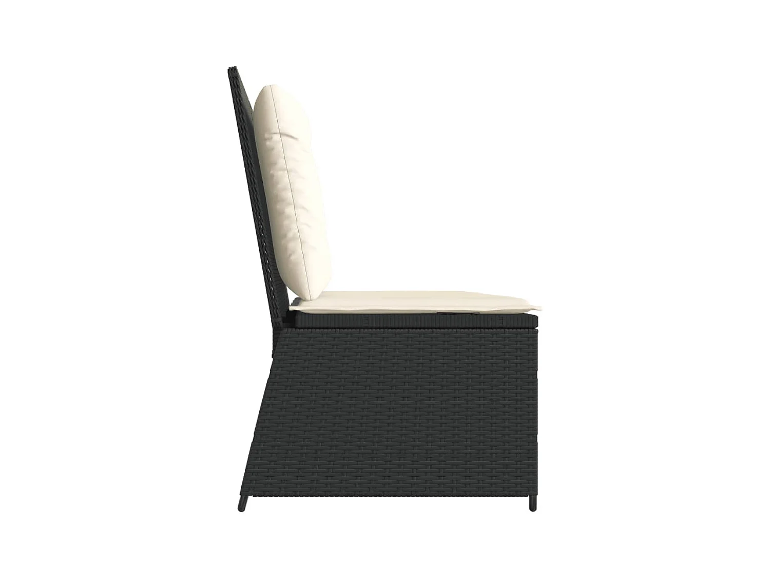 Banc inclinable de jardin avec coussins noir résine tressée