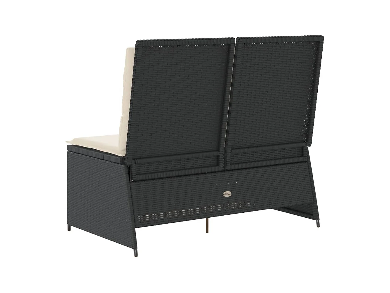 Banc inclinable de jardin avec coussins noir résine tressée