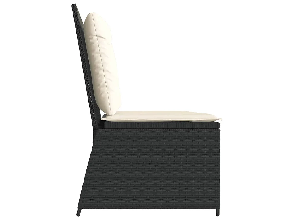 Banc inclinable de jardin avec coussins noir résine tressée