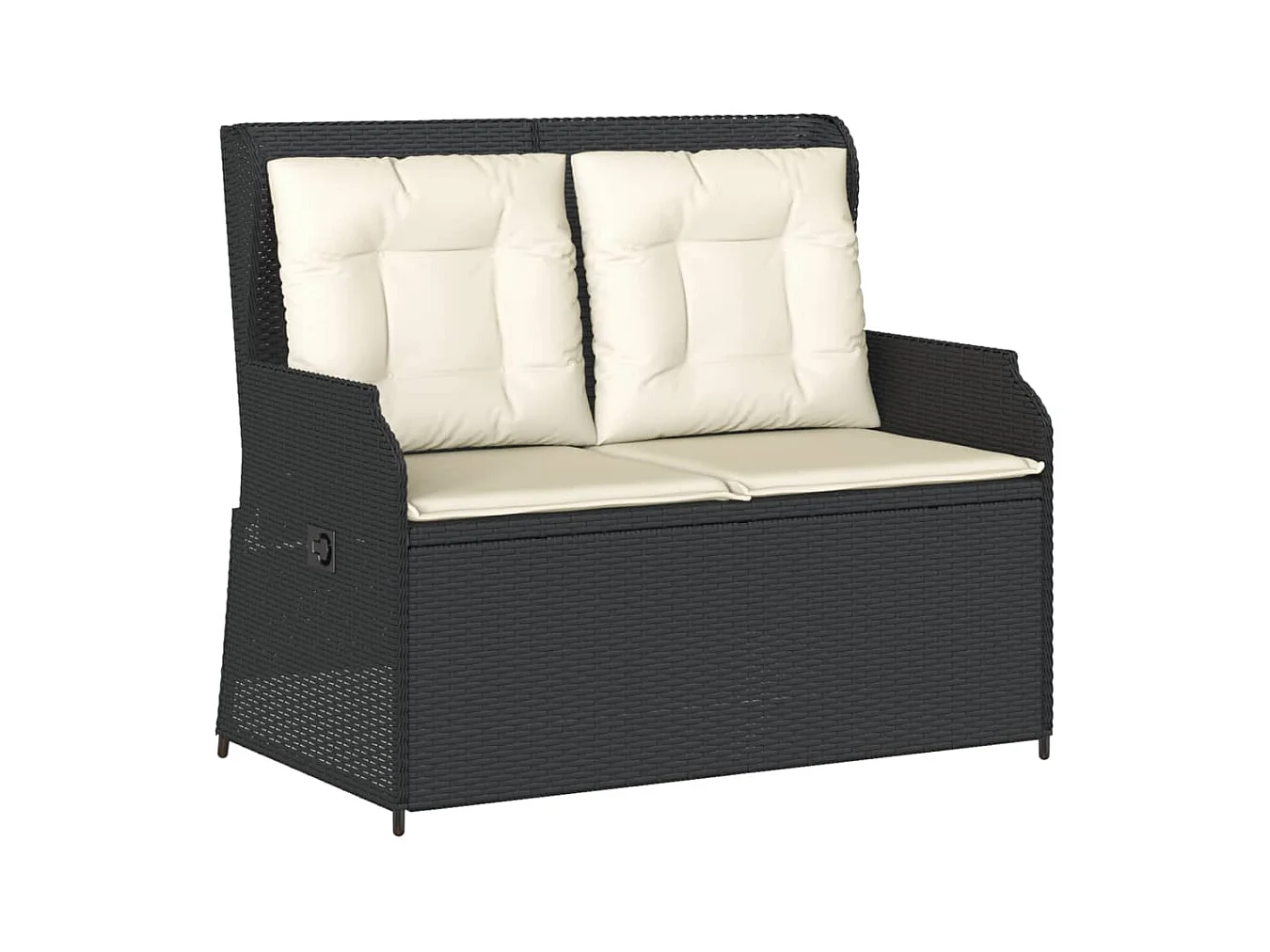 Banc inclinable de jardin avec coussins noir résine tressée