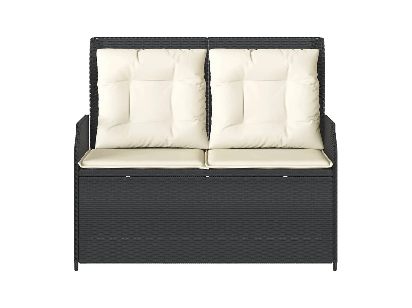 Banc inclinable de jardin avec coussins noir résine tressée