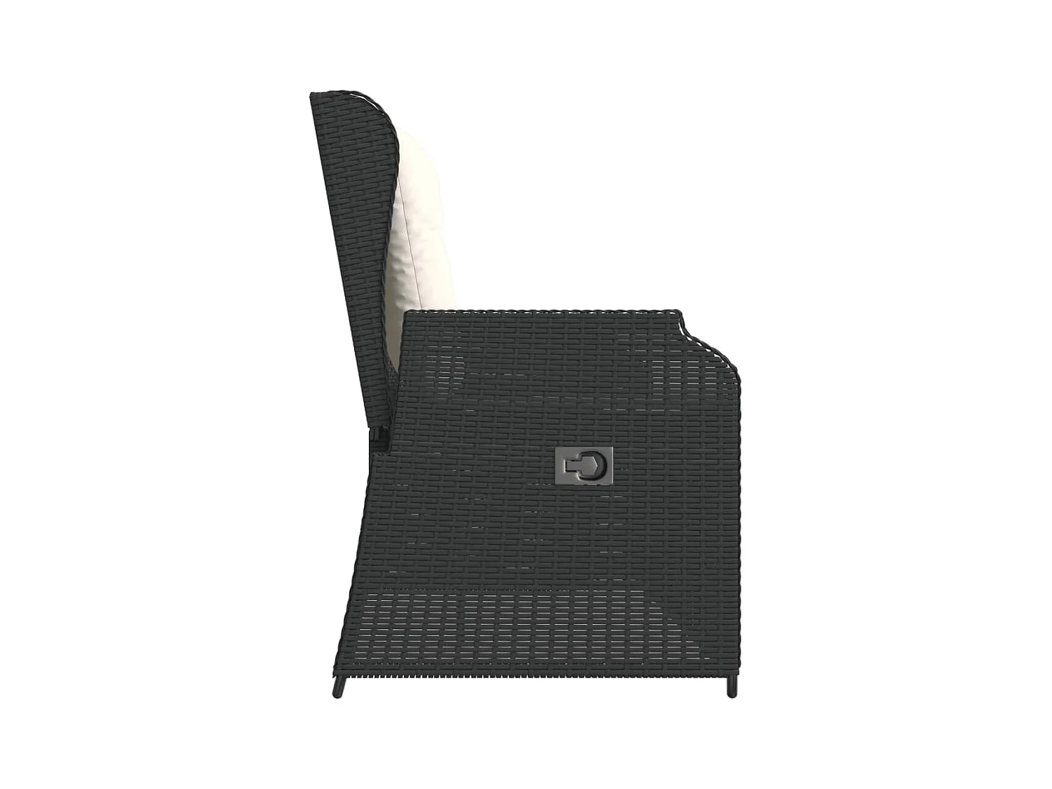 Banc inclinable de jardin avec coussins noir résine tressée