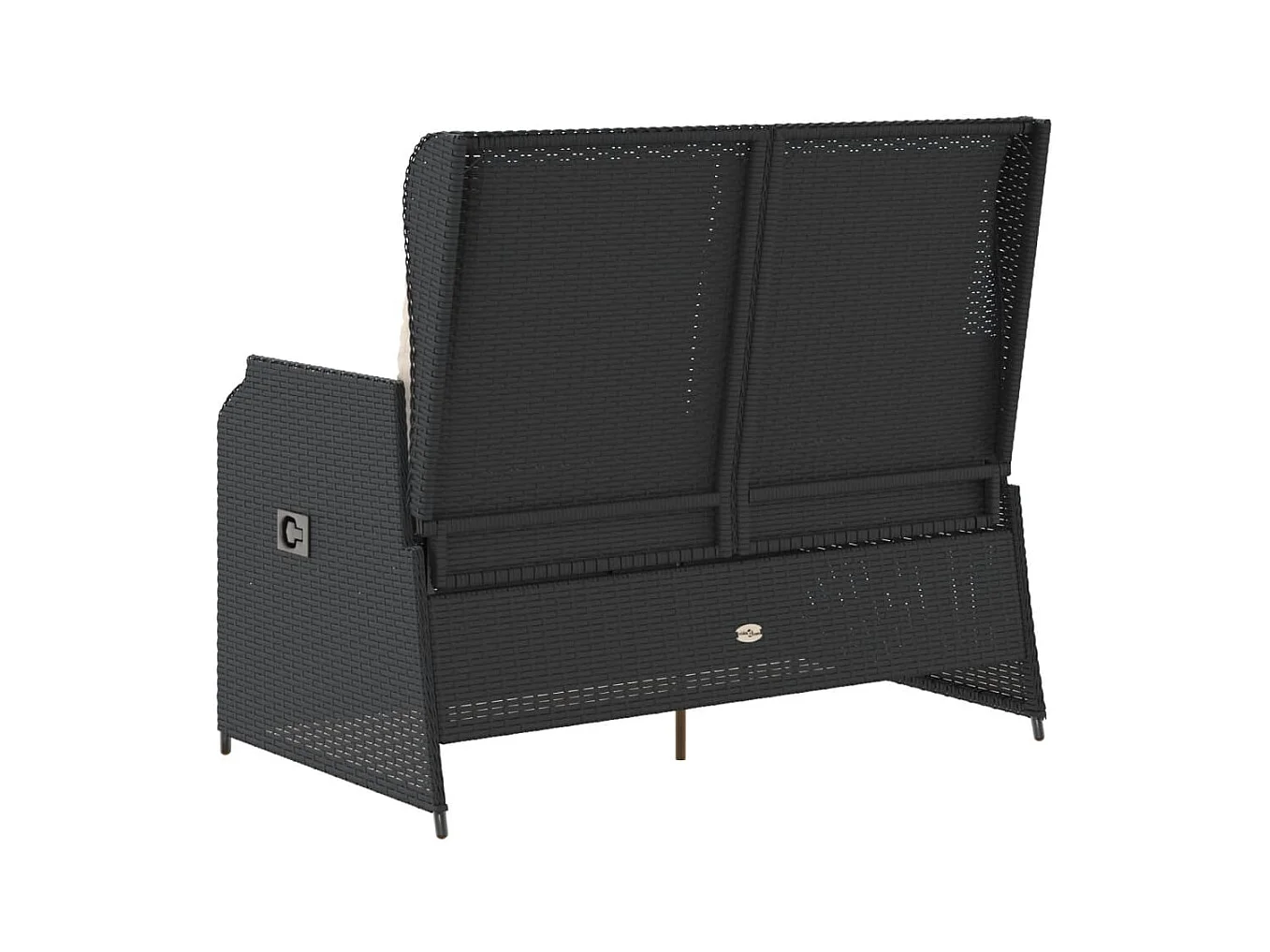Banc inclinable de jardin avec coussins noir résine tressée