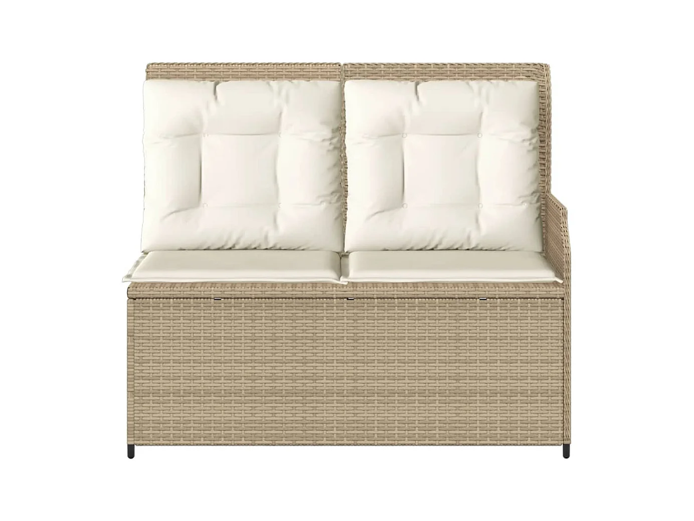 Banc inclinable de jardin avec coussins beige résine tressée