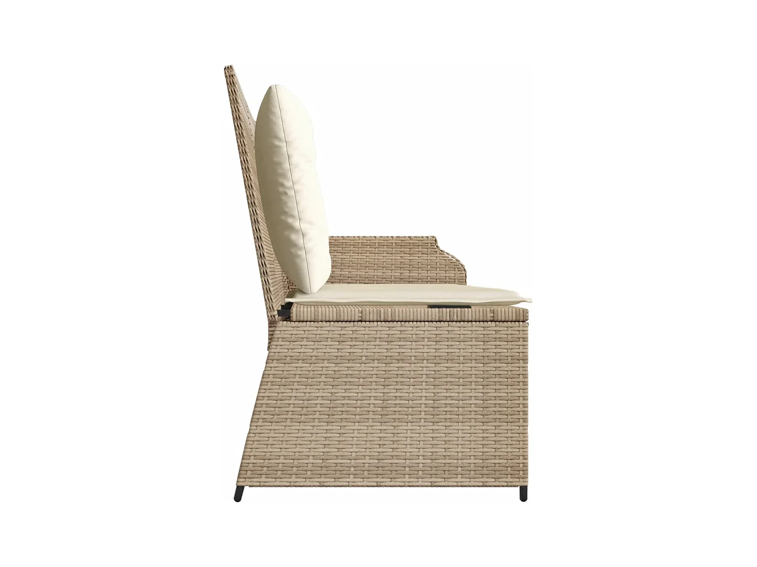 Banc inclinable de jardin avec coussins beige résine tressée