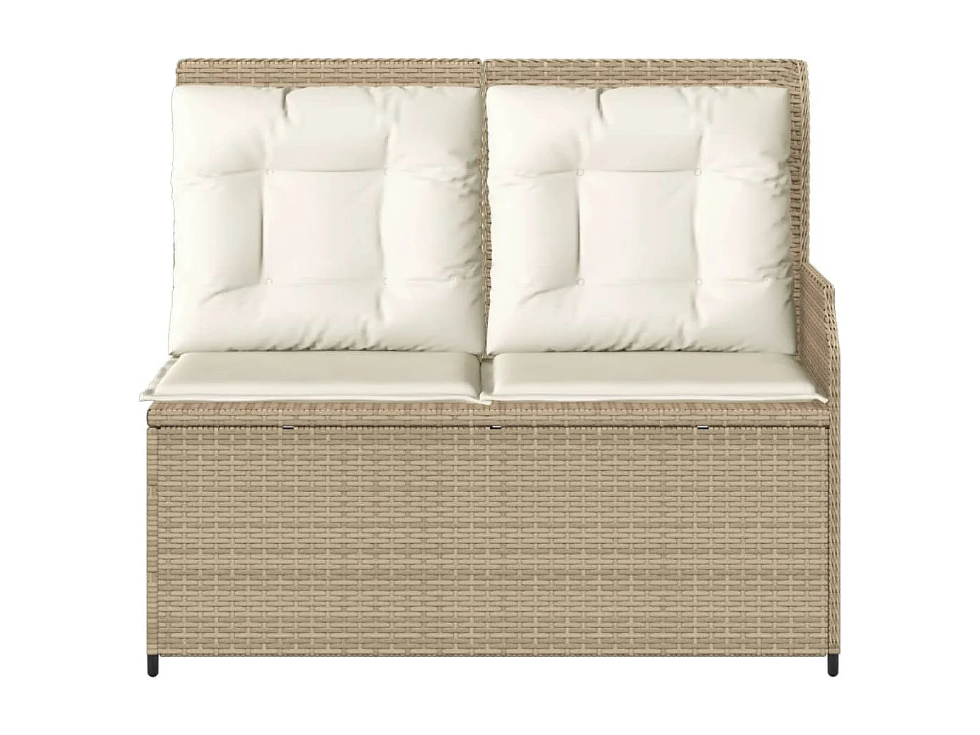 Banc inclinable de jardin avec coussins beige résine tressée