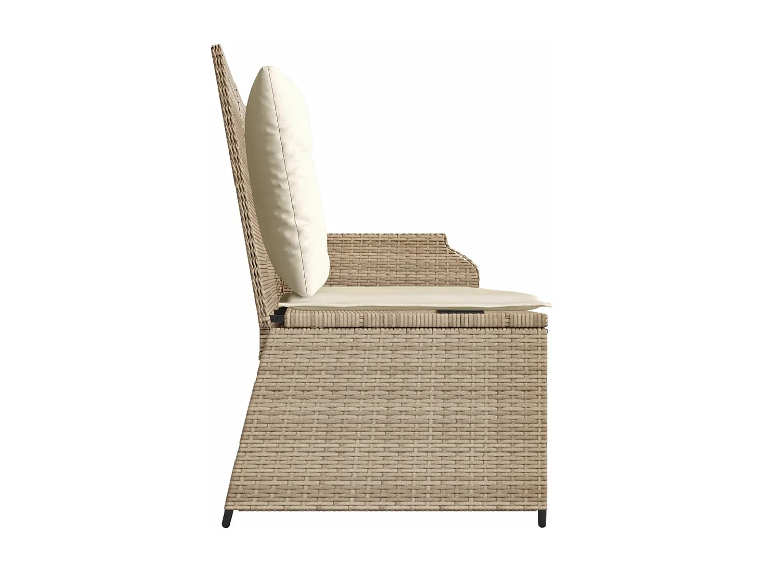 Banc inclinable de jardin avec coussins beige résine tressée