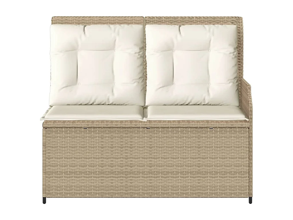 Panca Reclinabile da Giardino con Cuscini Beige in Polyrattan