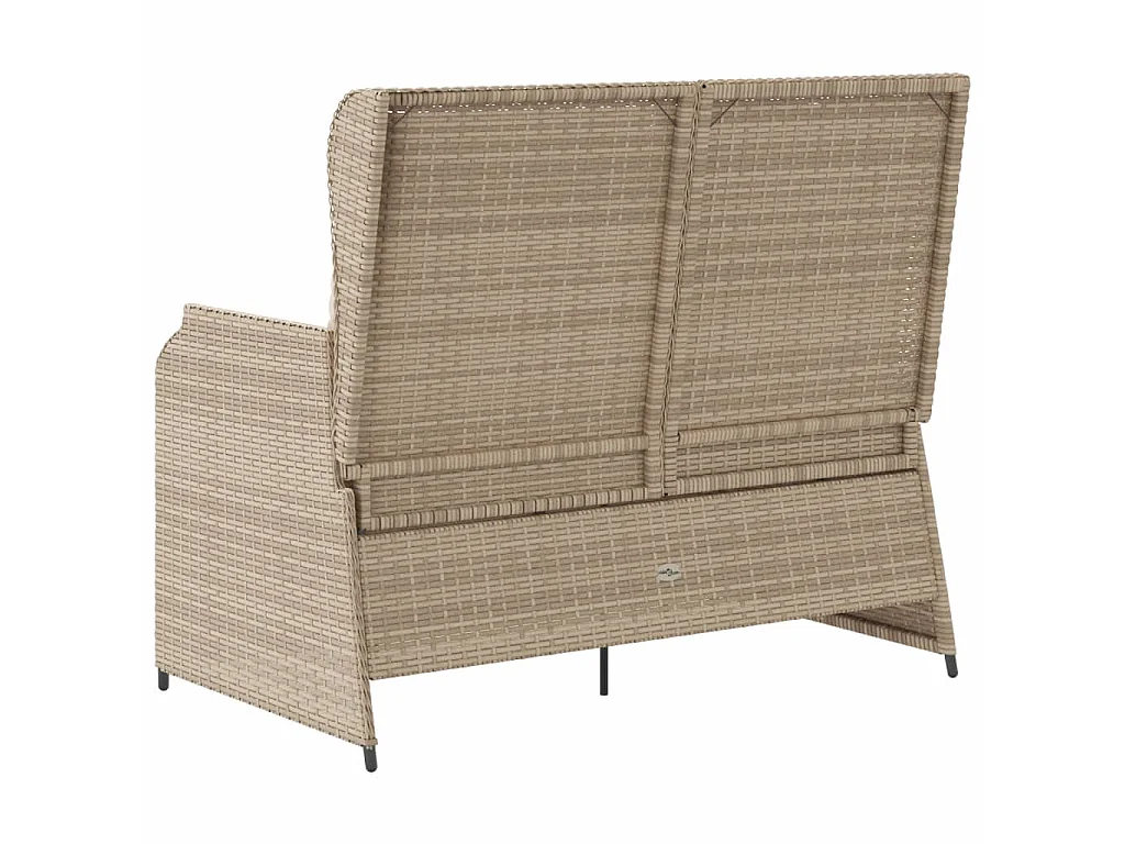 Panca Reclinabile da Giardino con Cuscini Beige in Polyrattan