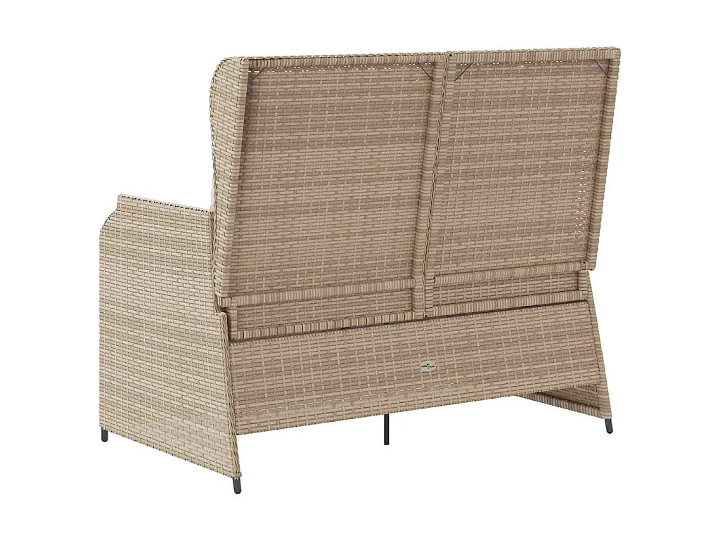 Tuinbankje verstelbaar met kussens poly rattan beige