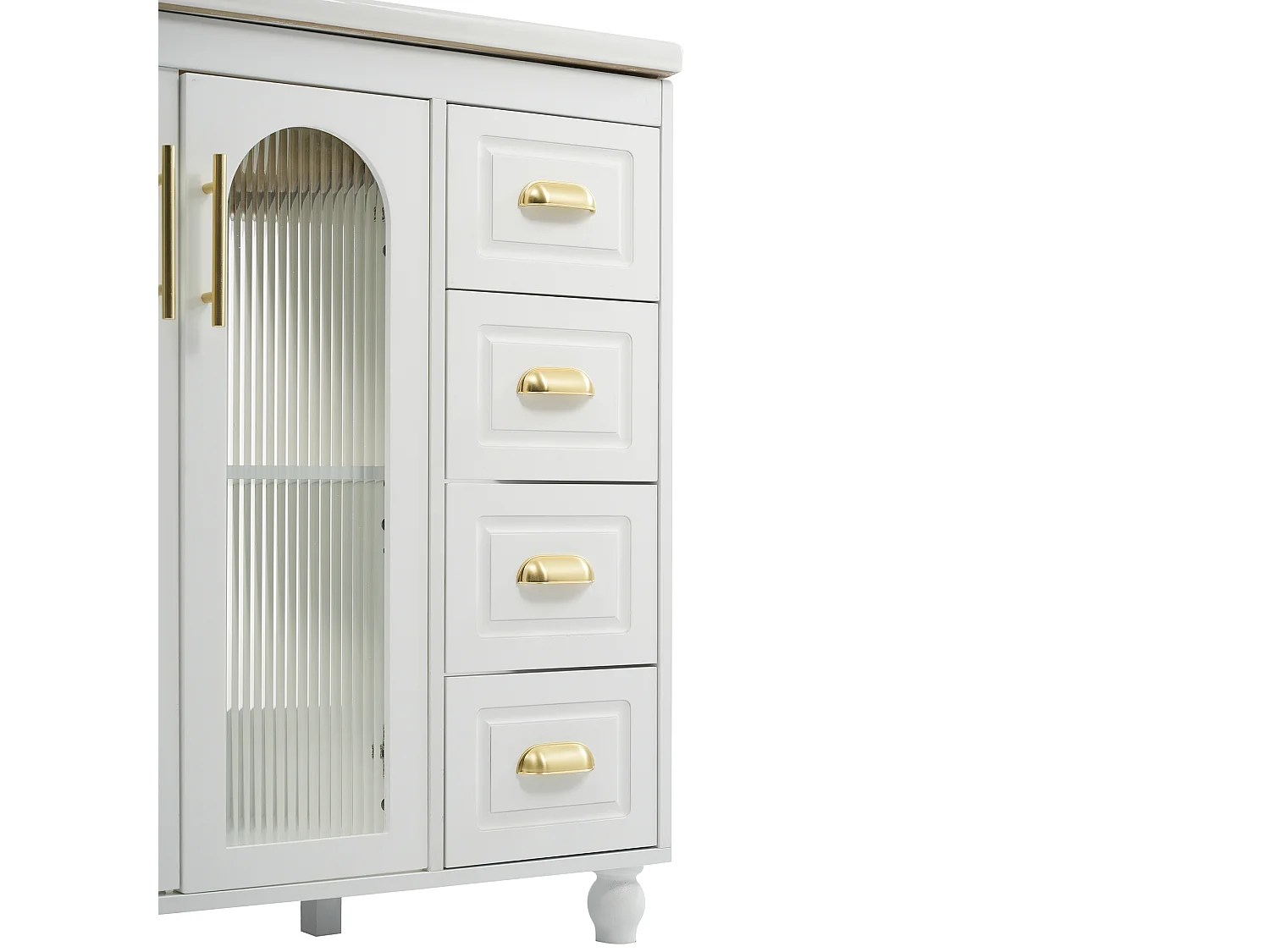 Badmeubel met keramische wastafel - 2 deuren en 4 lades - wit (kraan niet inbegrepen)