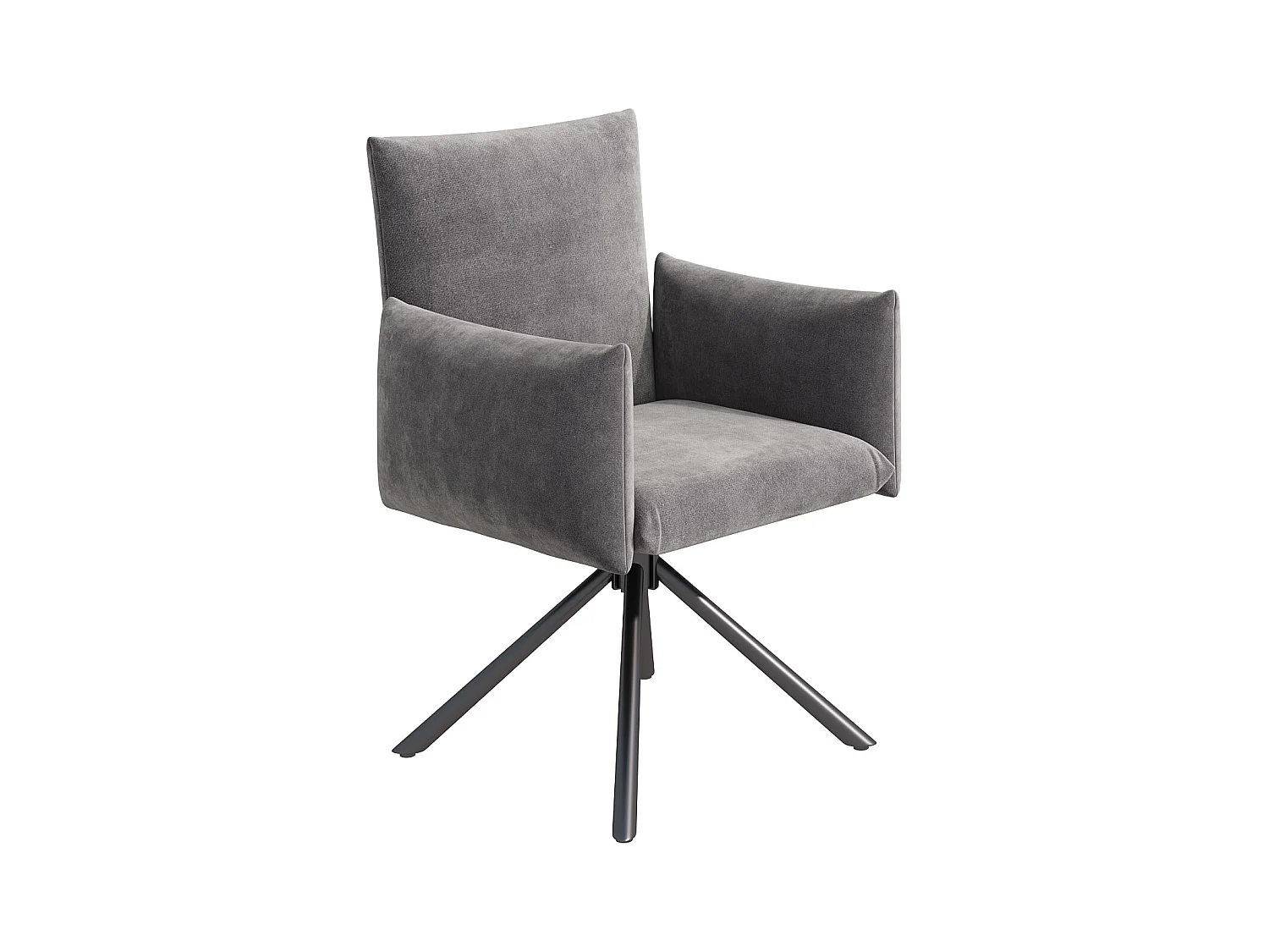 Juego de 6 sillones acolchados - Rotación 360° - con 4 patas metálicas - Terciopelo - Gris