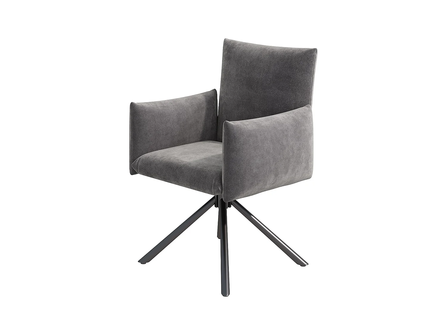 Juego de 6 sillones acolchados - Rotación 360° - con 4 patas metálicas - Terciopelo - Gris